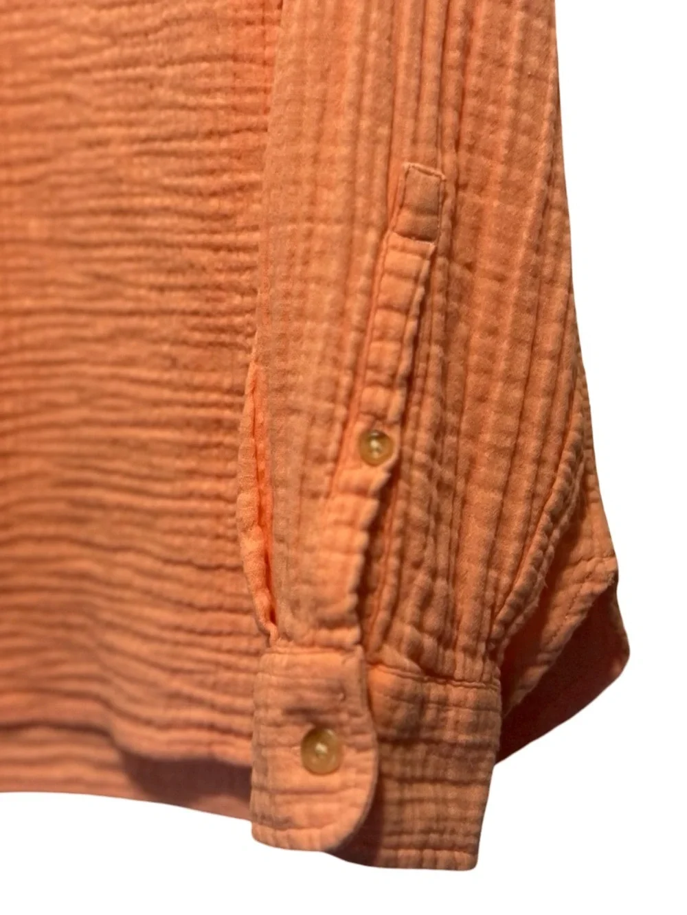 L.L.Bean Women's Cloud Gauze Shirt, EUC Long-Sleeve Button-Up in Dark Salmon - Picture 7 of 8
